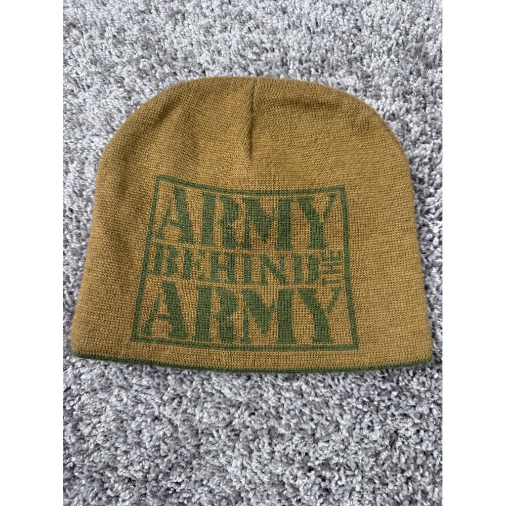 US Army Training Beanie Coyote Brown Green Military Recruiting Promo Knit Hat